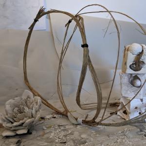 Assemblage II, plaster, bast fibers, hair, wood